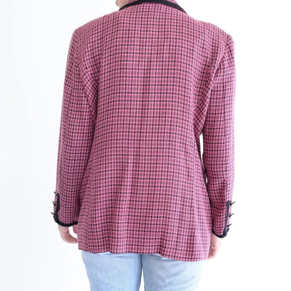 Vintage Petite Sophisticate Pink Houndstooth Button Up Blazer 14 - Picture 4 of 13